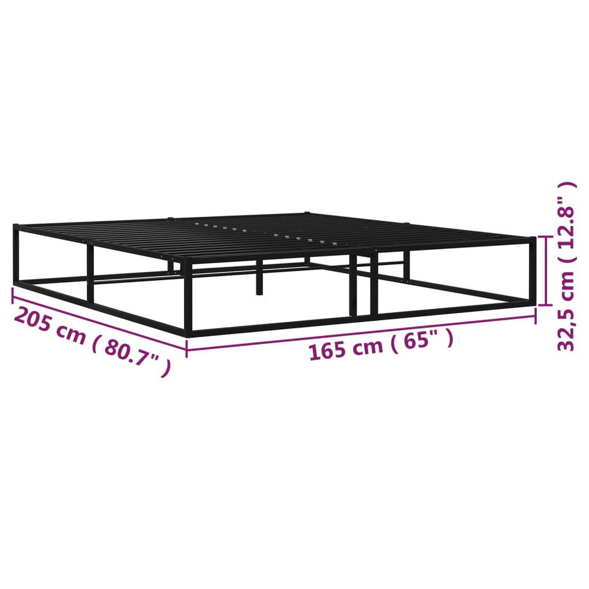 BETTGESTELL Schwarz Metall 160/200 Cm - Schwarz, Metall (160/200cm) - vidaXL