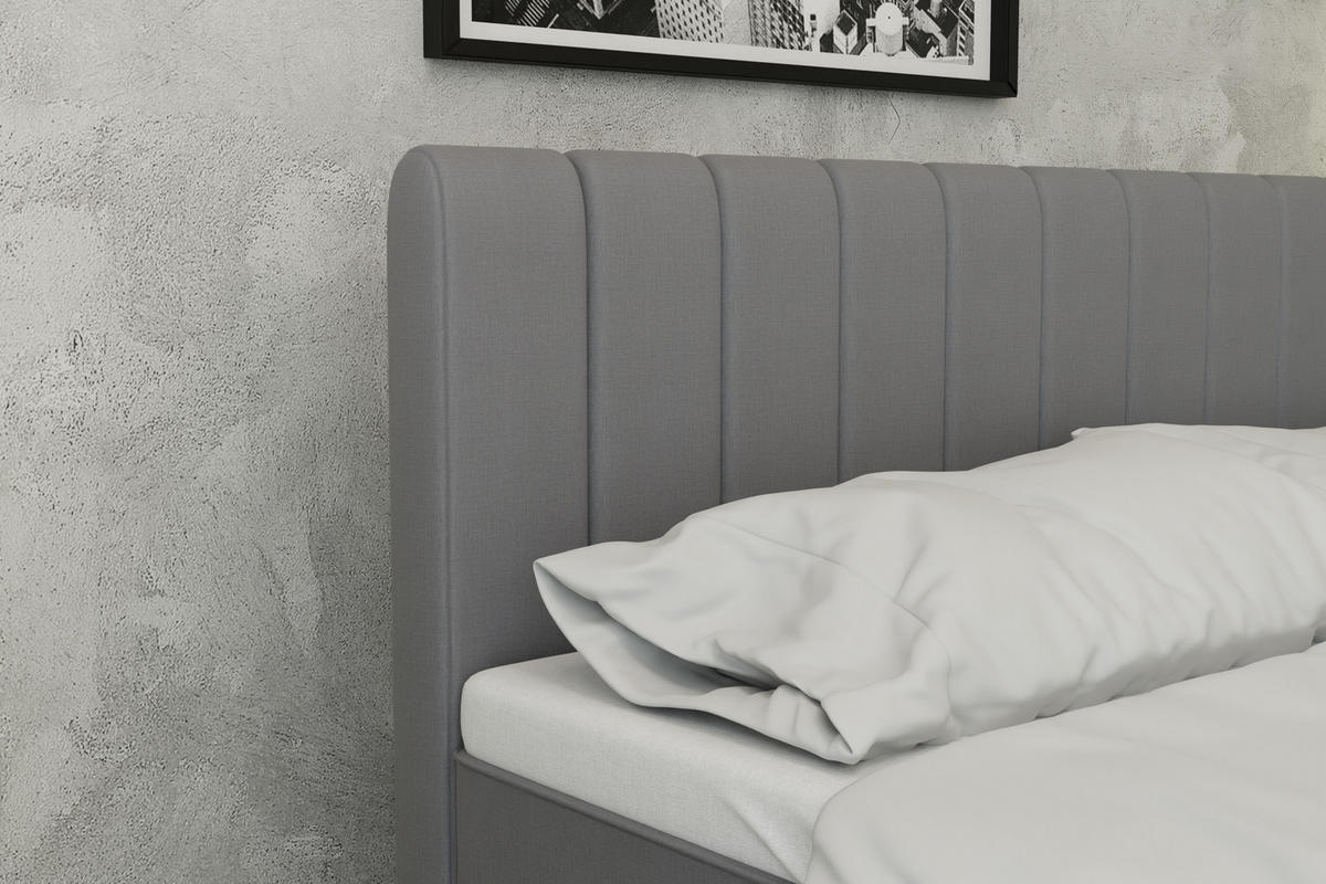 BOXBETT AVALON 160 x 200 cm mit Bettkasten und Topper - Dunkelgrau - Dunkelgrau, Holz - Panda Möbel