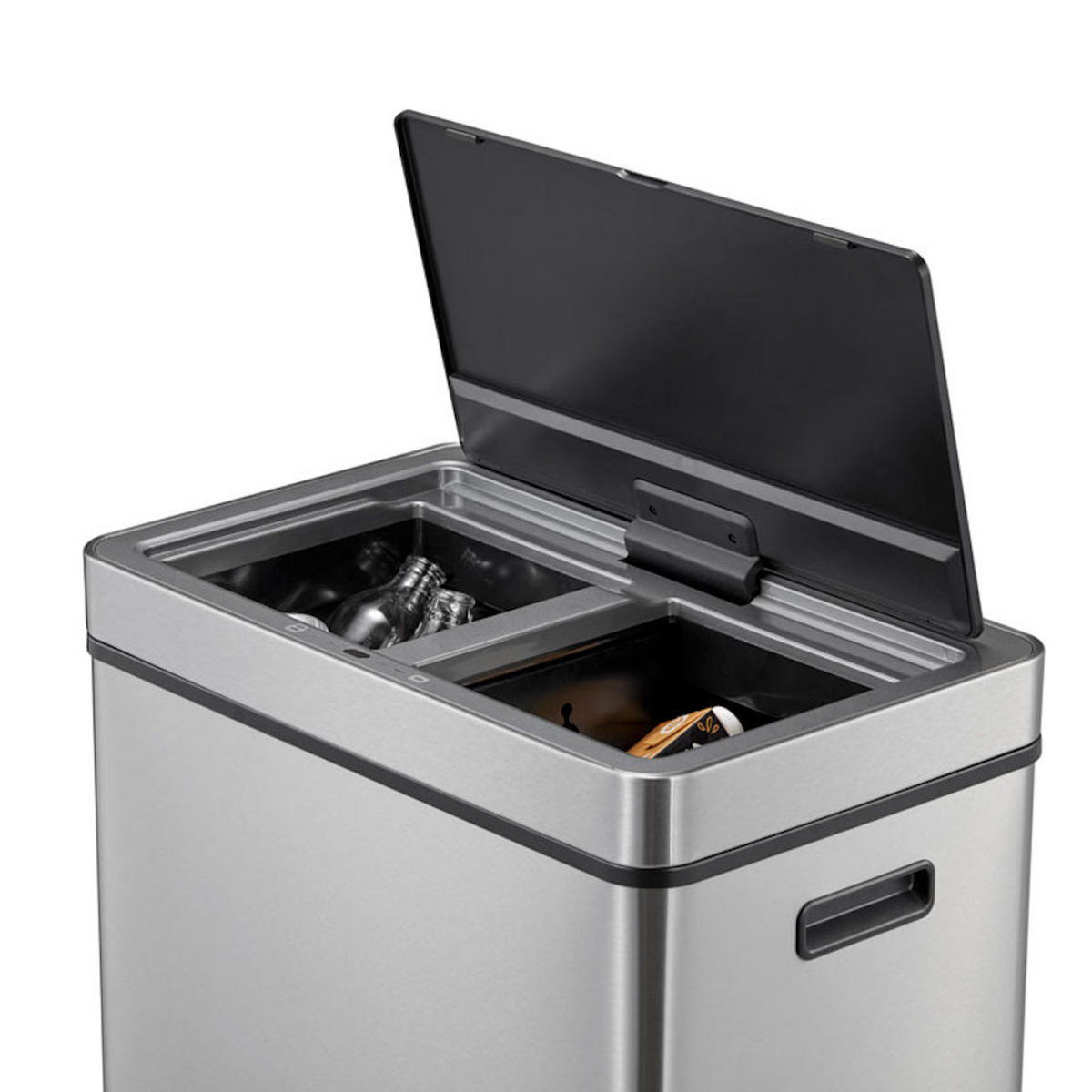 MÜLLEIMER Stylischer Sensor Mülleimer Aus Gebürstetem Edelstahl 30 & 30 Liter 65,2 x 48,6 x 30,8 cm Silber - Silberfarben, Metall (48.6/65.2/30.8cm) - PROREGAL