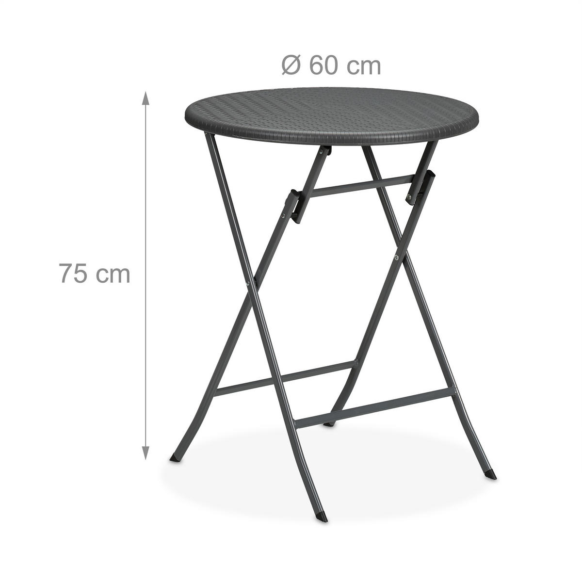 GARTENTISCH - Grau, Kunststoff/Metall (60/60/75cm) - Relaxdays