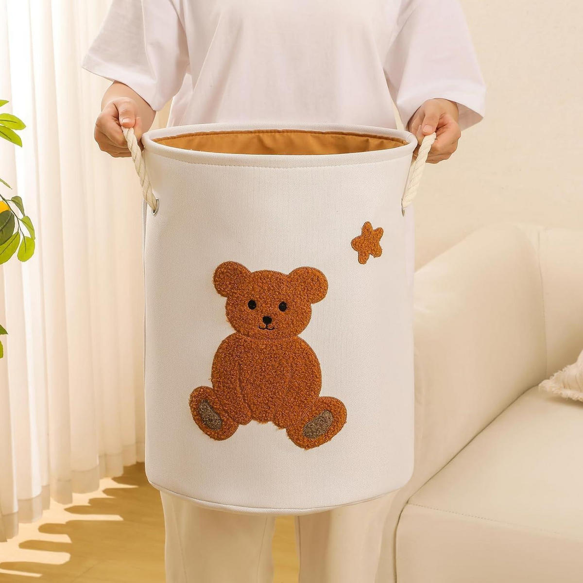 KINDER-WÄSCHEKORB Bär mit Zugverschluss 42 Liter - Braun, Textil (40/46/40cm)