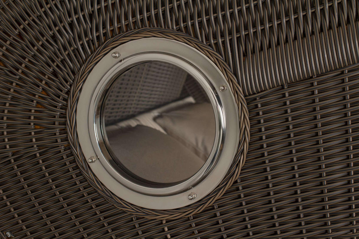 STRANDKORB XL Schillig Bullauge - Taupe/Braun, Metall (142/170/95cm) - Mr. Deko