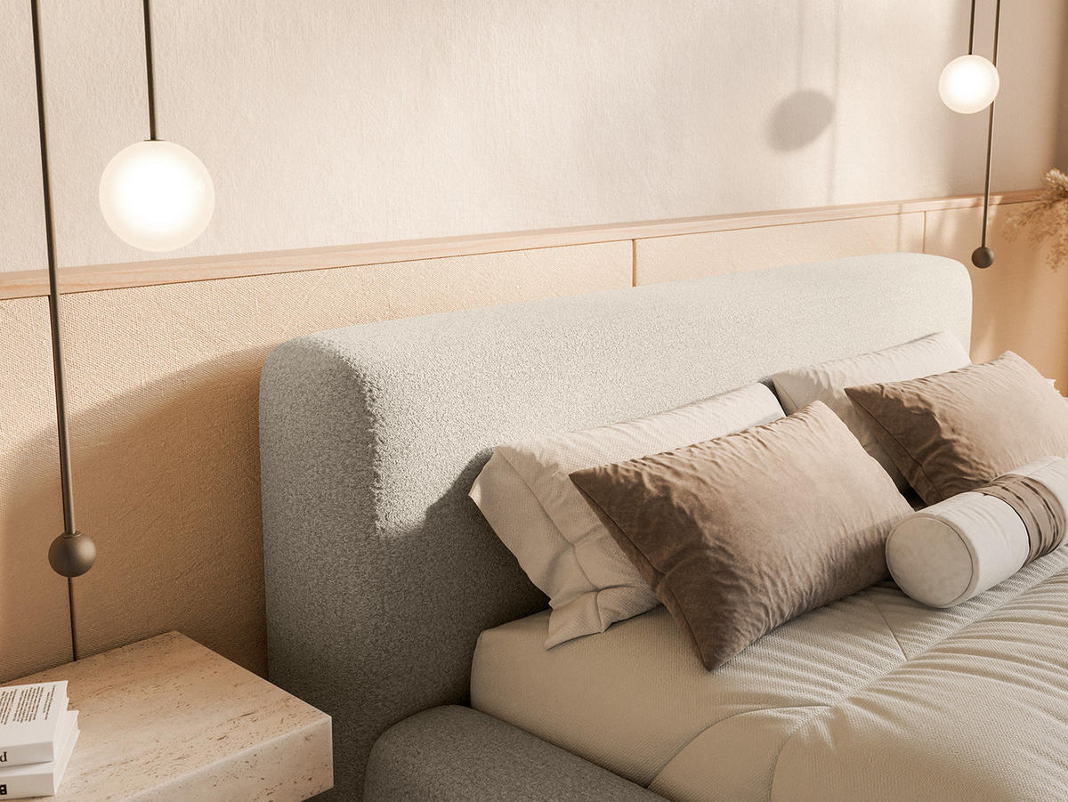 POLSTERBETT Fummo 200x200 cm, Beige - Beige, Textil (200/200cm) - Fedve
