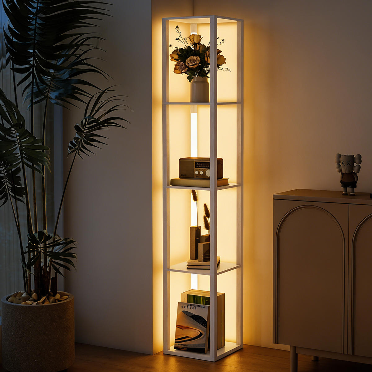 STEHLAMPE MDF Kunststoff Weiß - Weiß, Holzwerkstoff (29/29/163cm) - HOMCOM