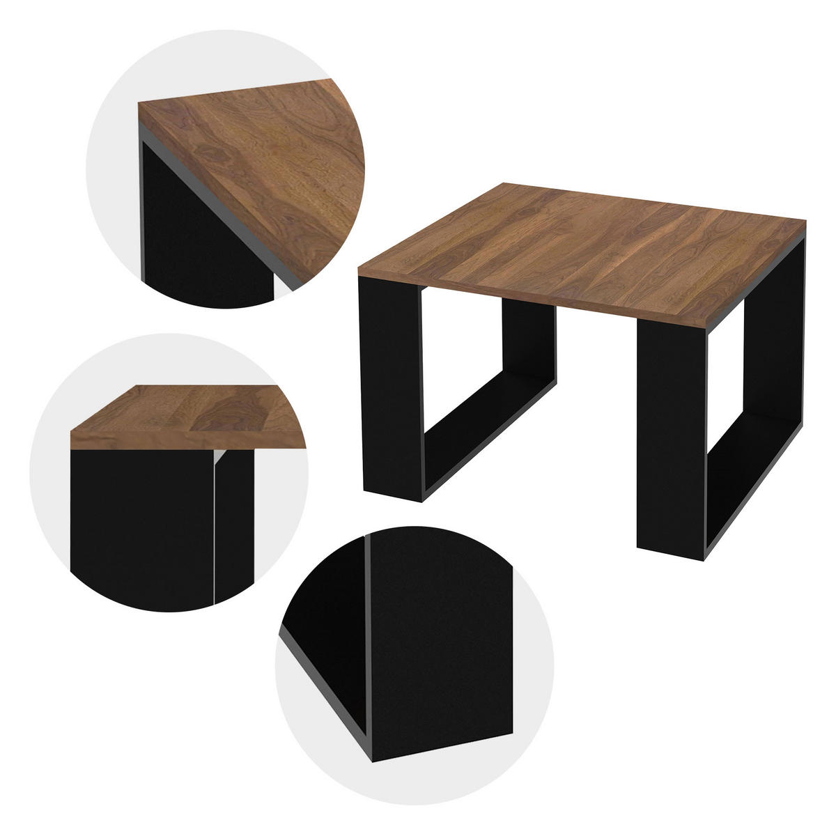 COUCHTISCH rechteckig Walnuss-Schwarz 65/65/40 cm - Braun, Holzwerkstoff (65/40/65cm) - ML-DESIGN