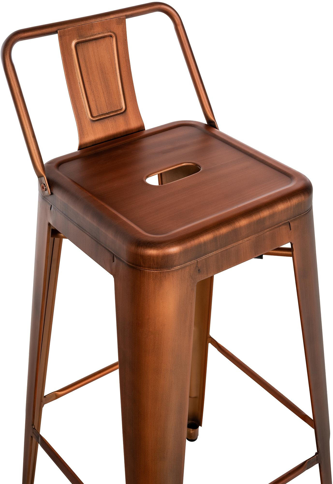 BARHOCKER Metall kupfer - Eukalyptusholzfarben/Kupferfarben, Metall (44/96/43cm) - CLP