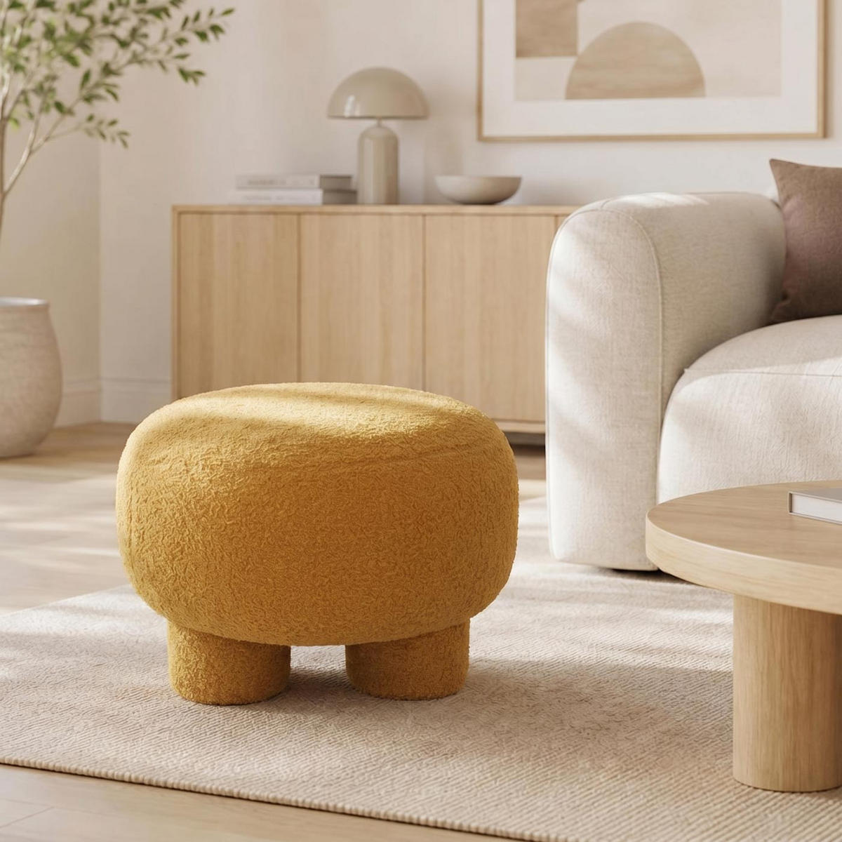 HOCKER Gelb - Gelb, Textil (55/40/55cm) - MCW