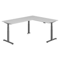 ECKSCHREIBTISCH elektrisch höhenverstellbar L-Form 240/180/74 cm in Grau/Graphitfarben - Graphitfarben/Grau, Holzwerkstoff (240/180/74cm) - bümö