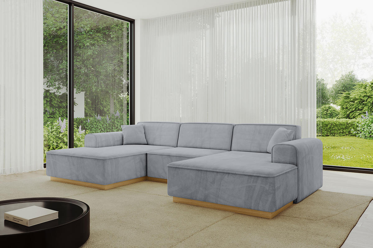 WOHNLANDSCHAFT IREA-U1-v2 - 297x165x81 cm Grau - Grau, Holzwerkstoff/Textil (297/81/165cm) - ALTDECOR