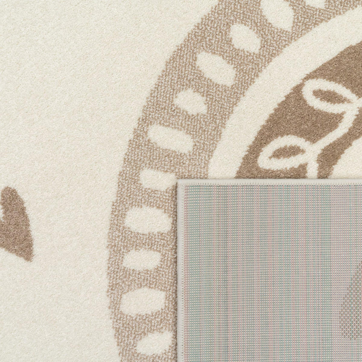 KINDERTEPPICH Regenbogen Kinderzimmer schmutzabweisend Beige Rund 120D - Beige, Textil (120/120cm) - KADIMA DESIGN