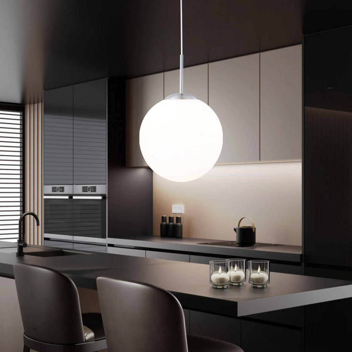 HÄNGELEUCHTE Metall Glas Weiß Opal - Weiß, Glas (30/30/180cm) - Globo Lighting