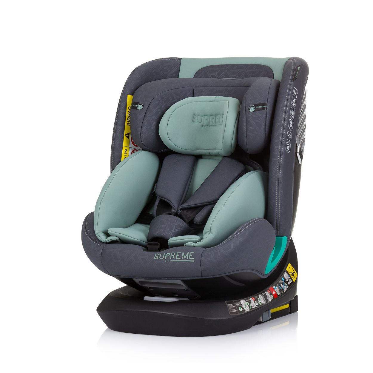 KINDERSITZ i-Size Supreme grün (40-150 cm) verstellbar 360° drehbar Isofix - Grün, Kunststoff (44/75/45cm) - Chipolino