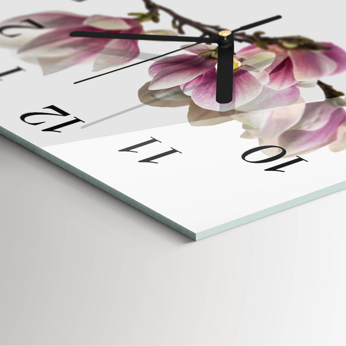 WANDUHR 30x30 cm - Magnolie - Pink, Glas (30/30/0.4cm) - TULUP