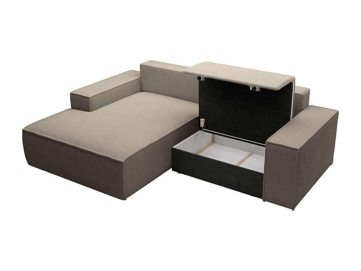 KLEINES Ecksofa mit Schlaffunktion - Ecke links - Cord - Taupe - AMELIA - Braun, Textil (240/167cm) - Vente-Unique