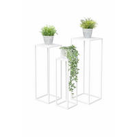 BLUMENHOCKER Metall Weiß Eckig 3er Set - Weiß, Metall (18/50/18cm) - DanDiBo