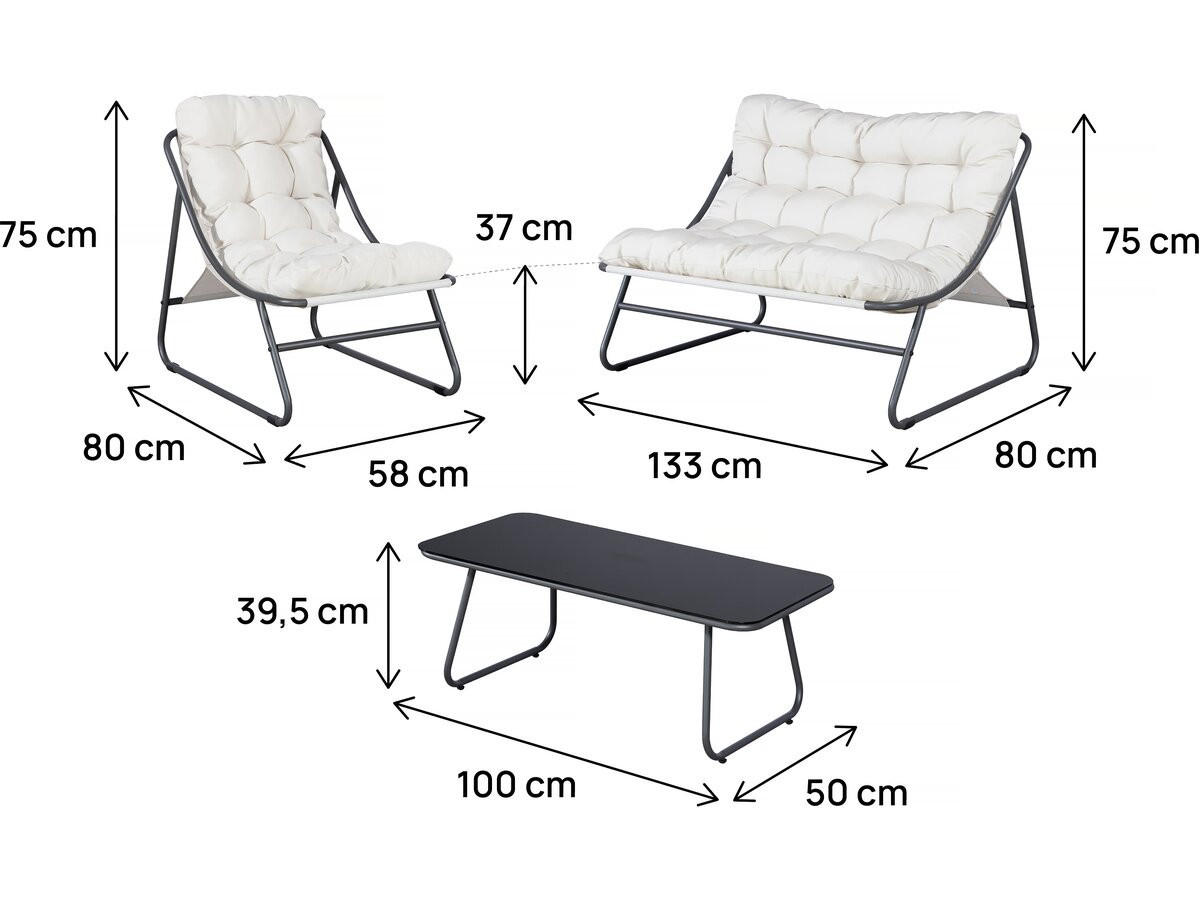 LOUNGEGARNITUR Aria 4-Sitzer Beige - Grau, Metall - Habitat Garten