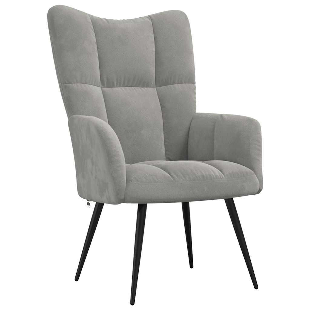 SESSEL mit Holzbeine 61/70/96,5 cm aus Samt Hellgrau - Hellgrau/Braun, Holz/Textil (61/96.5/70cm) - vidaXL