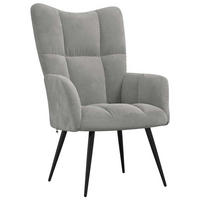 SESSEL mit Holzbeine 61/70/96,5 cm aus Samt Hellgrau - Hellgrau/Braun, Holz/Textil (61/96.5/70cm) - vidaXL