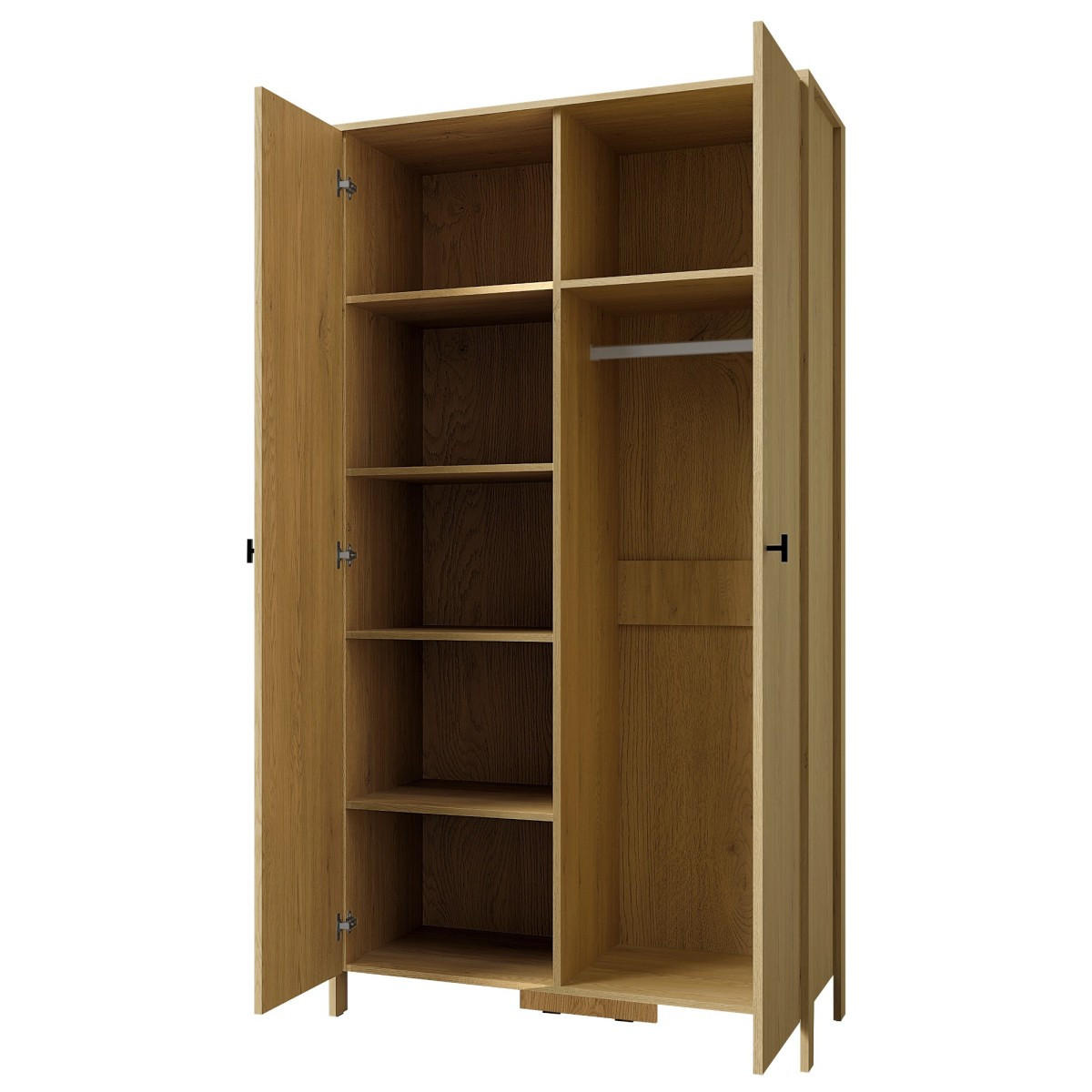 DREHTÜRENSCHRANK Ethan 2D 100 Eiche Cremona - Eichefarben/Schwarz, Holzwerkstoff/Metall (100/200/60cm) - mzm24