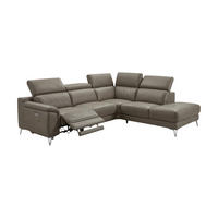 ECKSOFA Jardin Echtleder mit 1 x Relaxfunktion Greige - Greige, Leder/Metall (266/230cm)