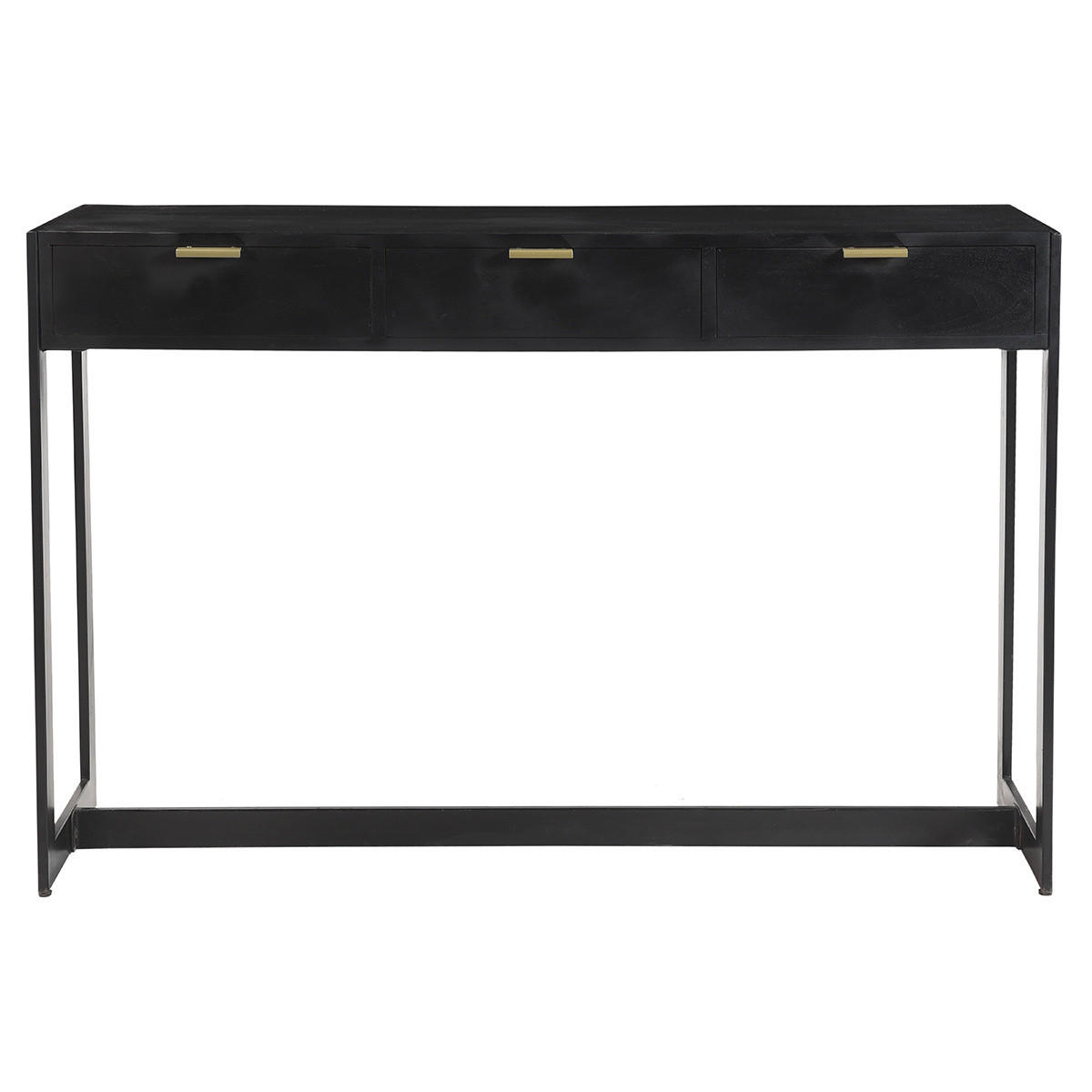 KONSOLE Schubladen Schwarz Vergoldet B115 cm AVIDAN - Dunkelbraun, Holz (115/35/76.5cm) - Miliboo