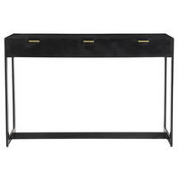 KONSOLE Schubladen Schwarz Vergoldet B115 cm AVIDAN - Dunkelbraun, Holz (115/35/76.5cm) - Miliboo