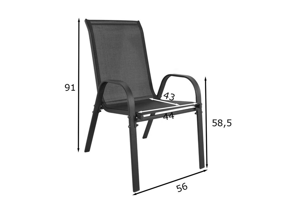 GARTENSTUHL set aus 4 teilen - Dunkelgrau, Metall (56/91/54cm)