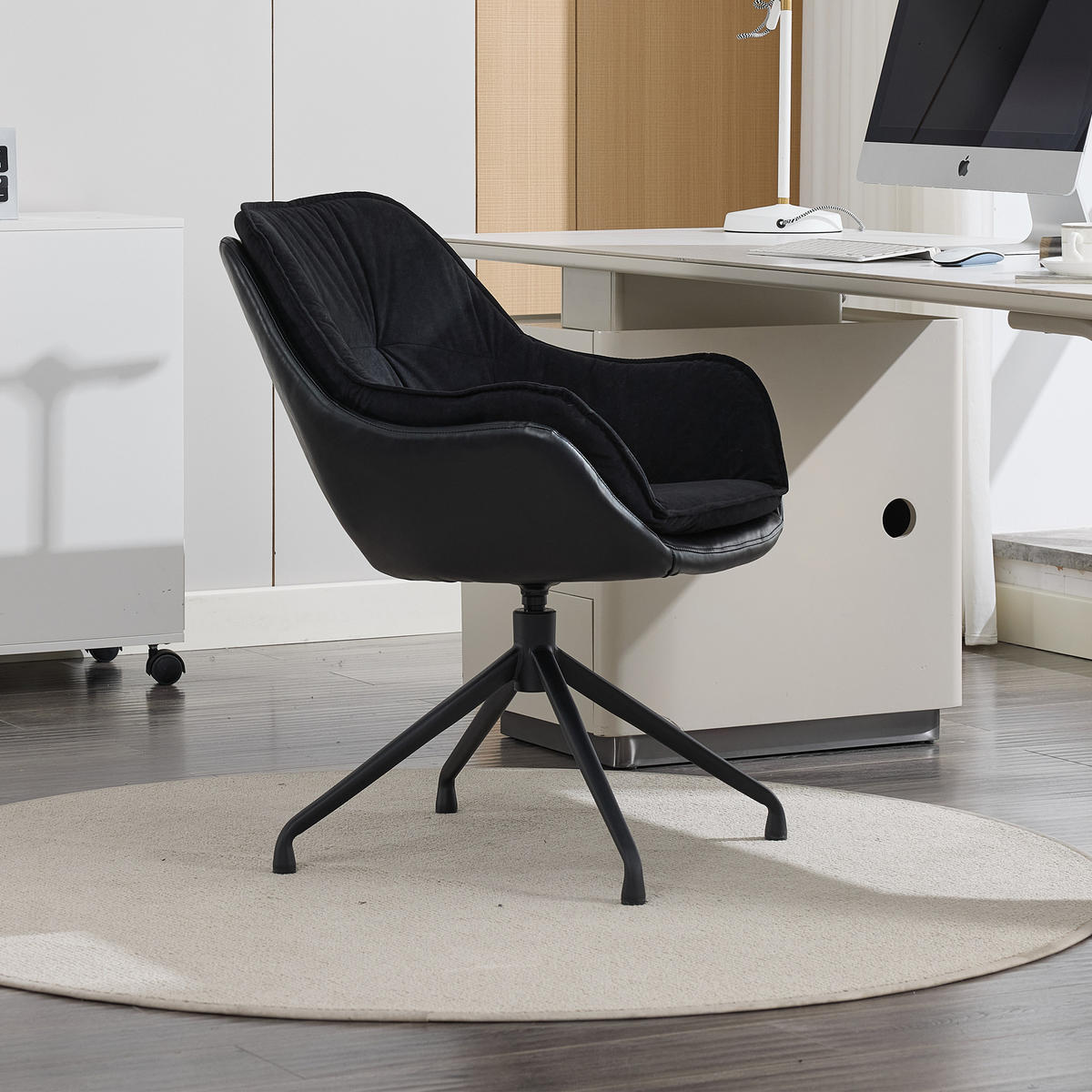 STUHL Kunstleder mit 360°-Drehfunktion, DE-42311, Schwarz - Schwarz, Metall (66/80/67.5cm) - ComfortXL