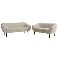 SITZGARNITUR PIRS 3+2 - Beige Cord - Schwarze Beine - Beige/Creme, Holzwerkstoff/Textil (180/75/74cm) - MKS