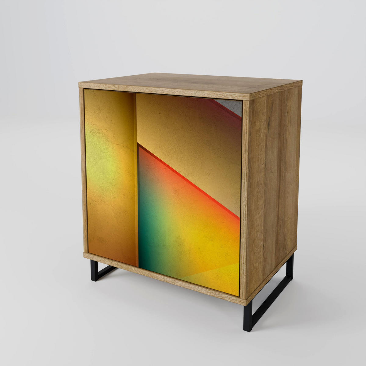 SIDEBOARD PIERCING SHARPNESS, Eichefarben, 57,5x42x57,5 cm, Ohne Füße - Eichefarben/Multicolor, Holzwerkstoff (57.5/57.5/42cm) - SpaceRebels