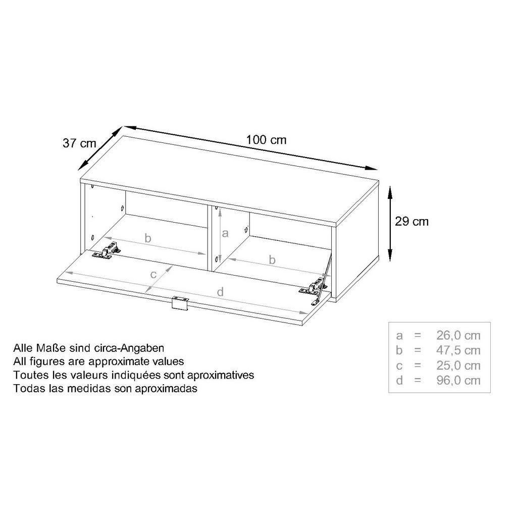 Thumbnail - Vladon Lowboard, Silbereichen, Holzwerkstoff, 100x29x37 cm, Wohnzimmer, Wohnwände, Lowboards, Lowboards stehend