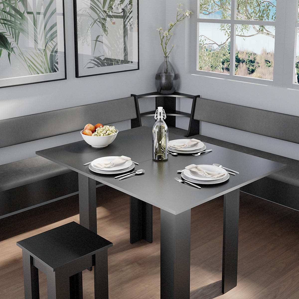 ESSZIMMER-ECKBANK Roman Schwarz 43.5 x 43.5 cm - Schwarz, Holzwerkstoff (43.5/43.5cm) - Vicco