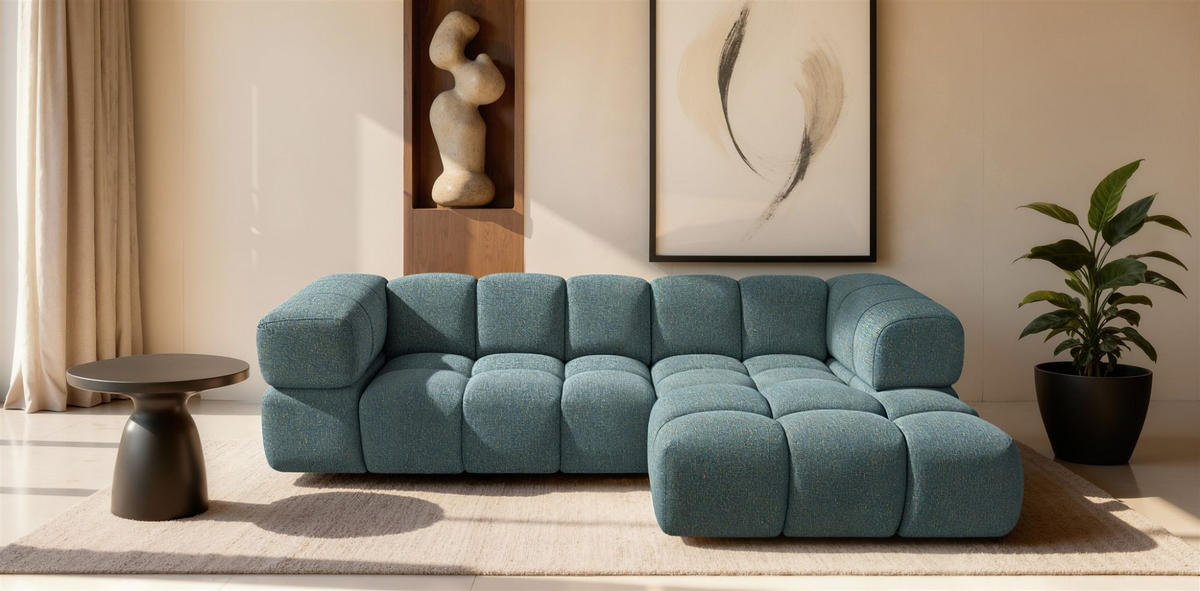 ECKSOFA Blanche In Puente - Blau, Holzwerkstoff/Textil (150/280cm) - Fun Möbel
