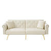 SCHLAFSOFA 2-Sitzer mit verstellbarer Rückenlehne Samt Beige 147/85/41 cm - Beige, Kunststoff (173/70/75cm) - OKWISH