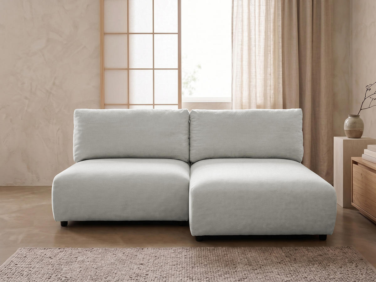 ECKSOFA Sora mit Schlaffunktion, Bettkasten und extra tiefer Komfortzone aus hochwertigem Hellgrau Strukturstoff - Hellgrau/Schwarz, Holz/Kunststoff (200/140cm) - S-Style