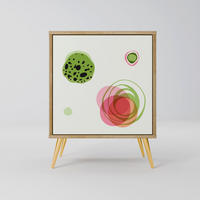 SIDEBOARD COLORFUL COSMOS, Eichefarben, 57,5x42x75,5 cm, Goldfarbene Metallfüße - Eichefarben/Goldfarben, Holzwerkstoff/Metall (57.5/75.5/42cm) - SpaceRebels