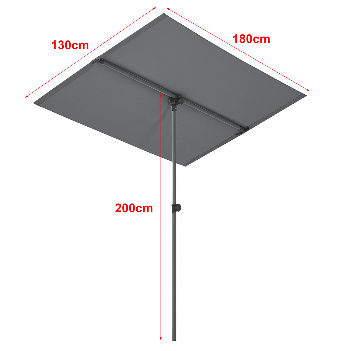 SONNENSCHIRM Carsoli - Grau, Textil/Metall (180/130cm) - pro.tec