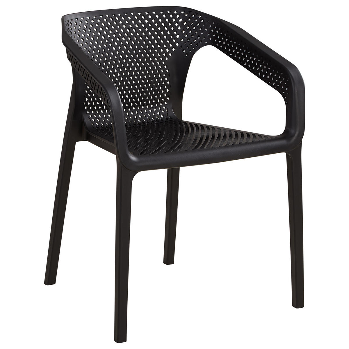 GARTENSTUHL 2er-Set Kunststoff Schwarz mit Armlehnen - Schwarz, Kunststoff (110/75/54cm) - Homestyle4u