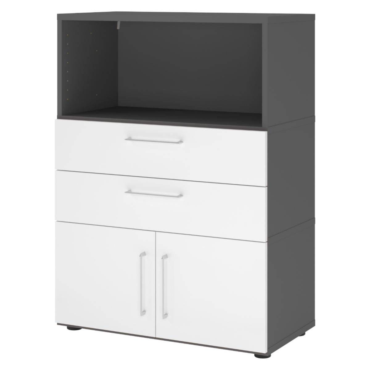 AKTENSCHRANK mittel mit Schubladen 41,7/80/110 cm in Graphitfarben/Weiß - Graphitfarben/Weiß, Holzwerkstoff (80/110/41.7cm) - bümö