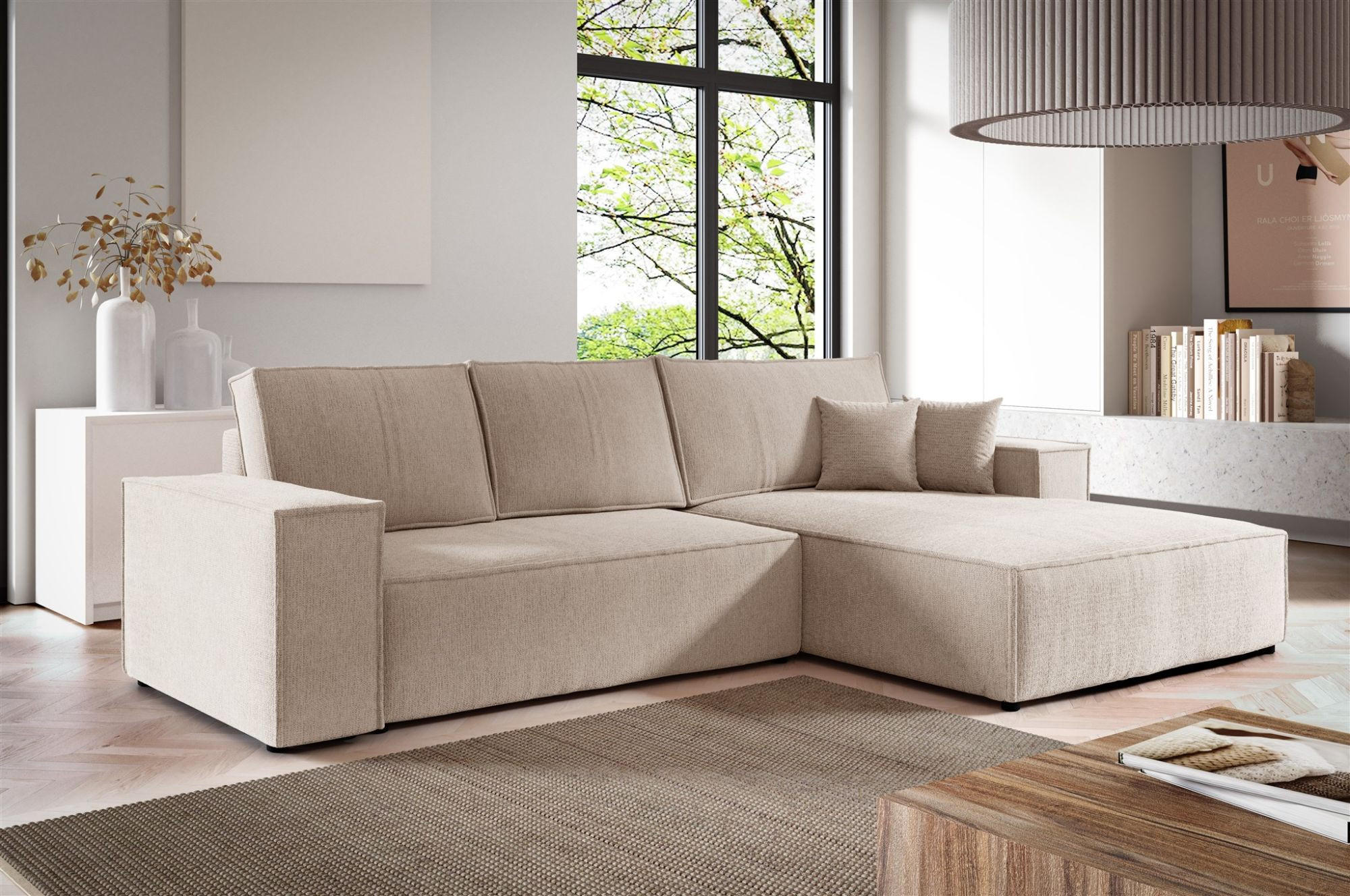 ECKSOFA Corunia In Aragon - Beige, Holzwerkstoff/Textil (294/185cm) - Fun Möbel
