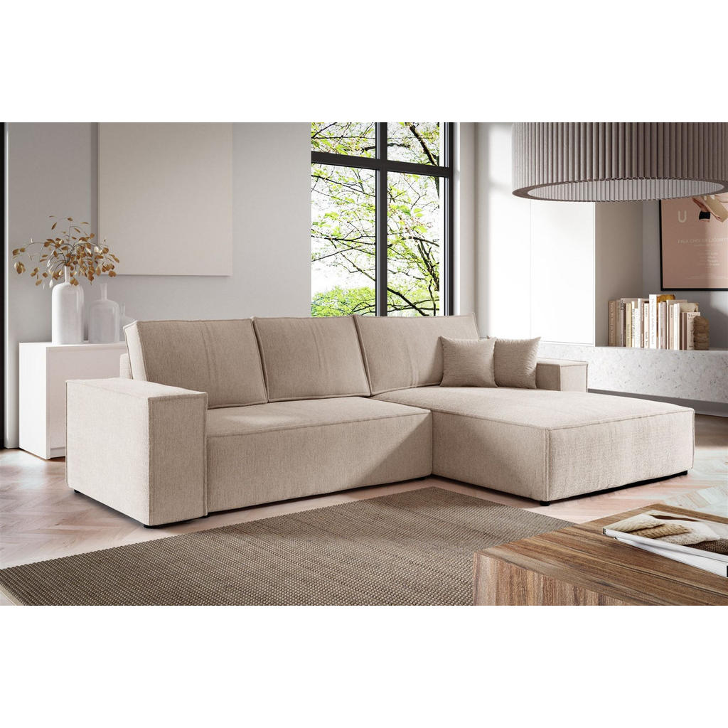 Thumbnail - Fun Möbel Ecksofa, Creme, Textil, Ottomane rechts, 294x185 cm, Wohnzimmer, Sofas & Couches, Wohnlandschaften, Ecksofas