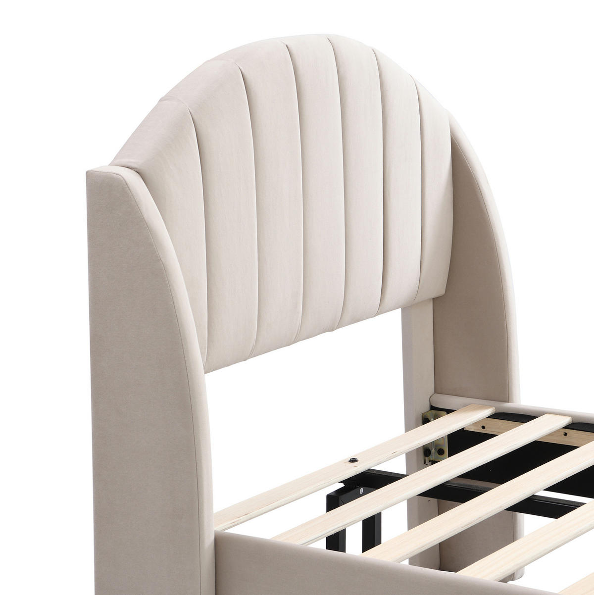 POLSTERBETT mit Lattenrost 90x200 cm Samt Beige - Beige, Metall (90/200cm) - Meubliv