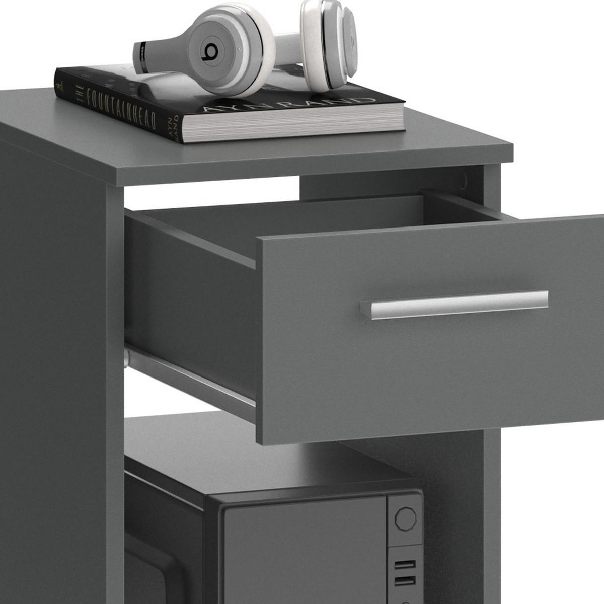 PC-SCHRANK Odin Anthrazit 35.1 x 45 cm - Anthrazit, Holzwerkstoff (45/35.1/77cm) - Vicco