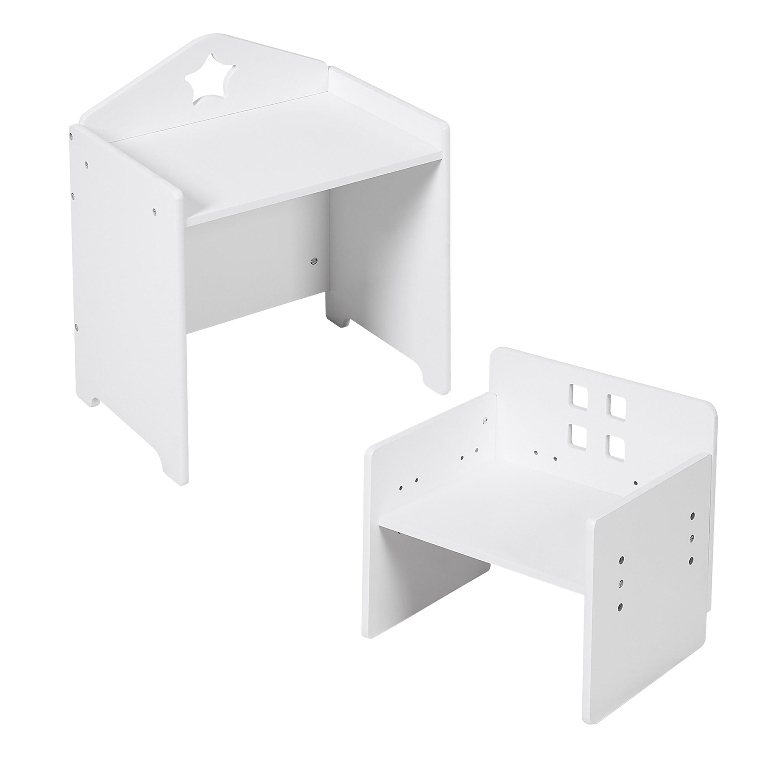 KINDERSITZGRUPPE Weiß 2-tlg.-Set MDF Kreidetafel - Weiß, Holzwerkstoff (38/48.5/30cm) - Relaxdays