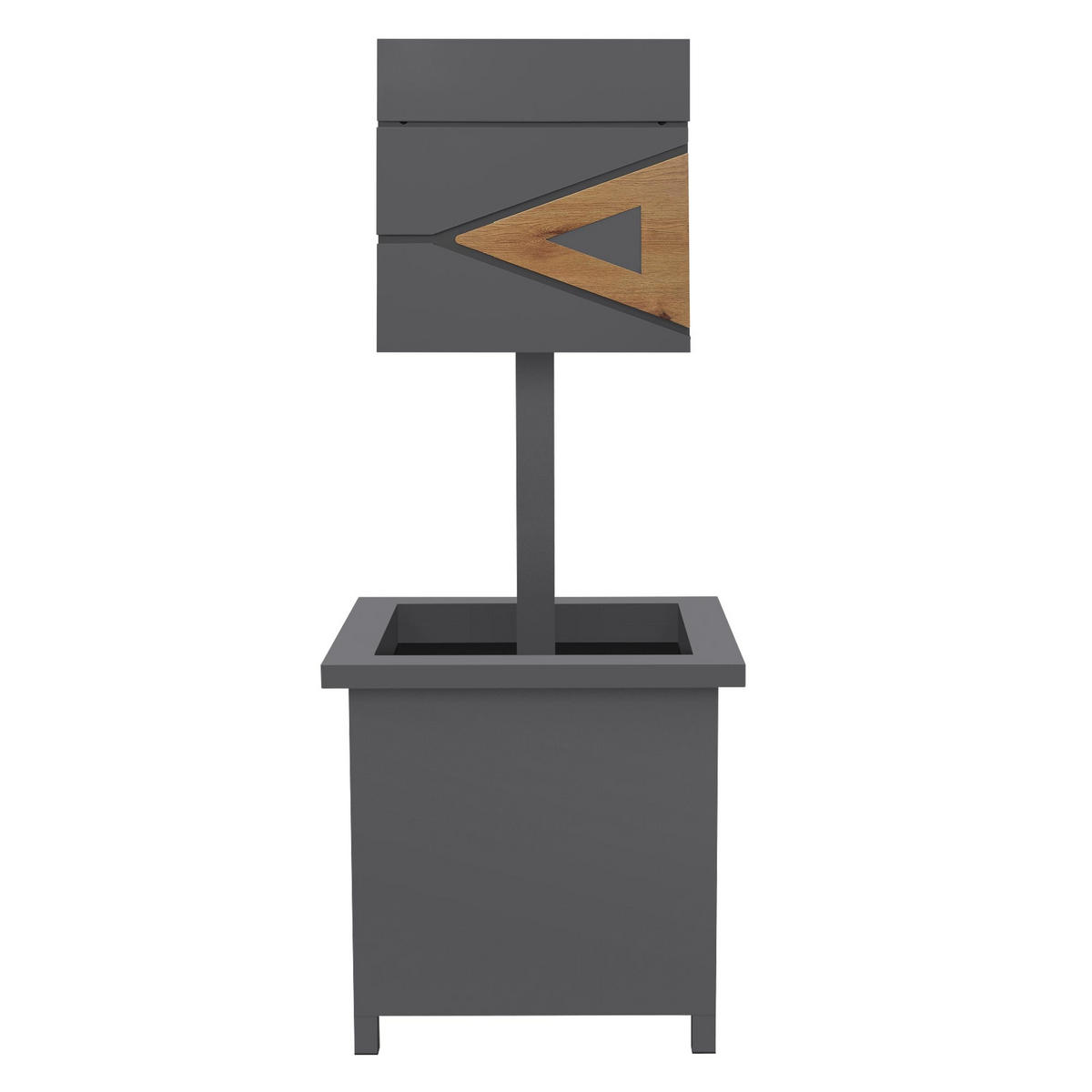 BRIEFKASTEN Anthrazit-Holzoptik mit bepflanzbarem Ständer - Anthrazit/Braun, Metall (120cm) - ML-DESIGN