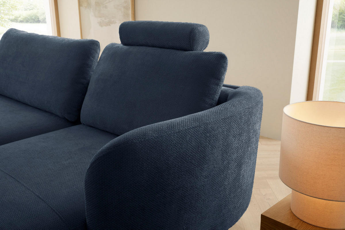 ECKSOFA auf Füßen Kendra 260 cm mit Schlaffunktion, Rechts, Dunkelblau - Dunkelblau, Holz (180/260cm) - Emporius