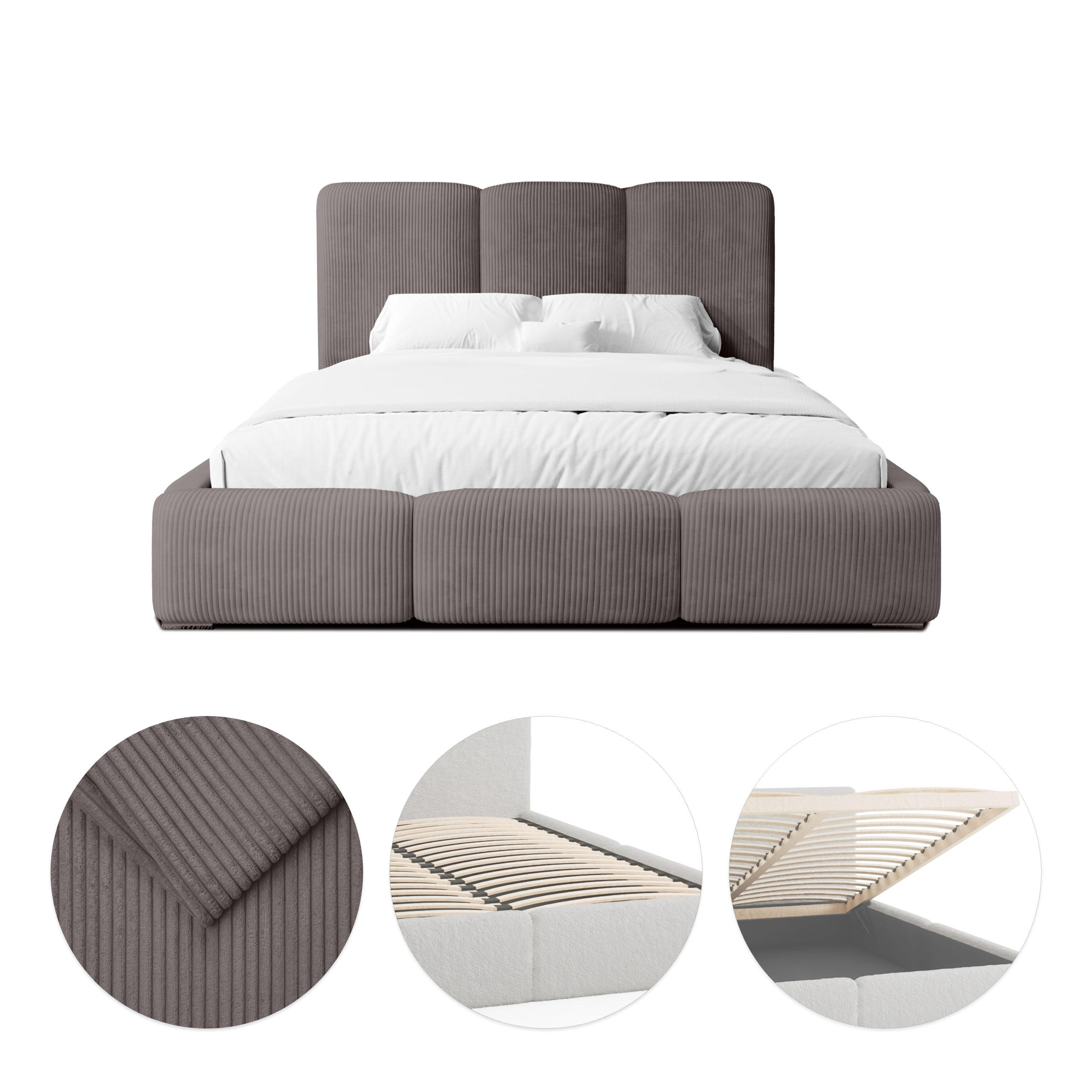 POLSTERBETT Doppelbett Walmer 160x200 cm Cappuccino - Hellbraun, Textil (160/200cm) - Fedve