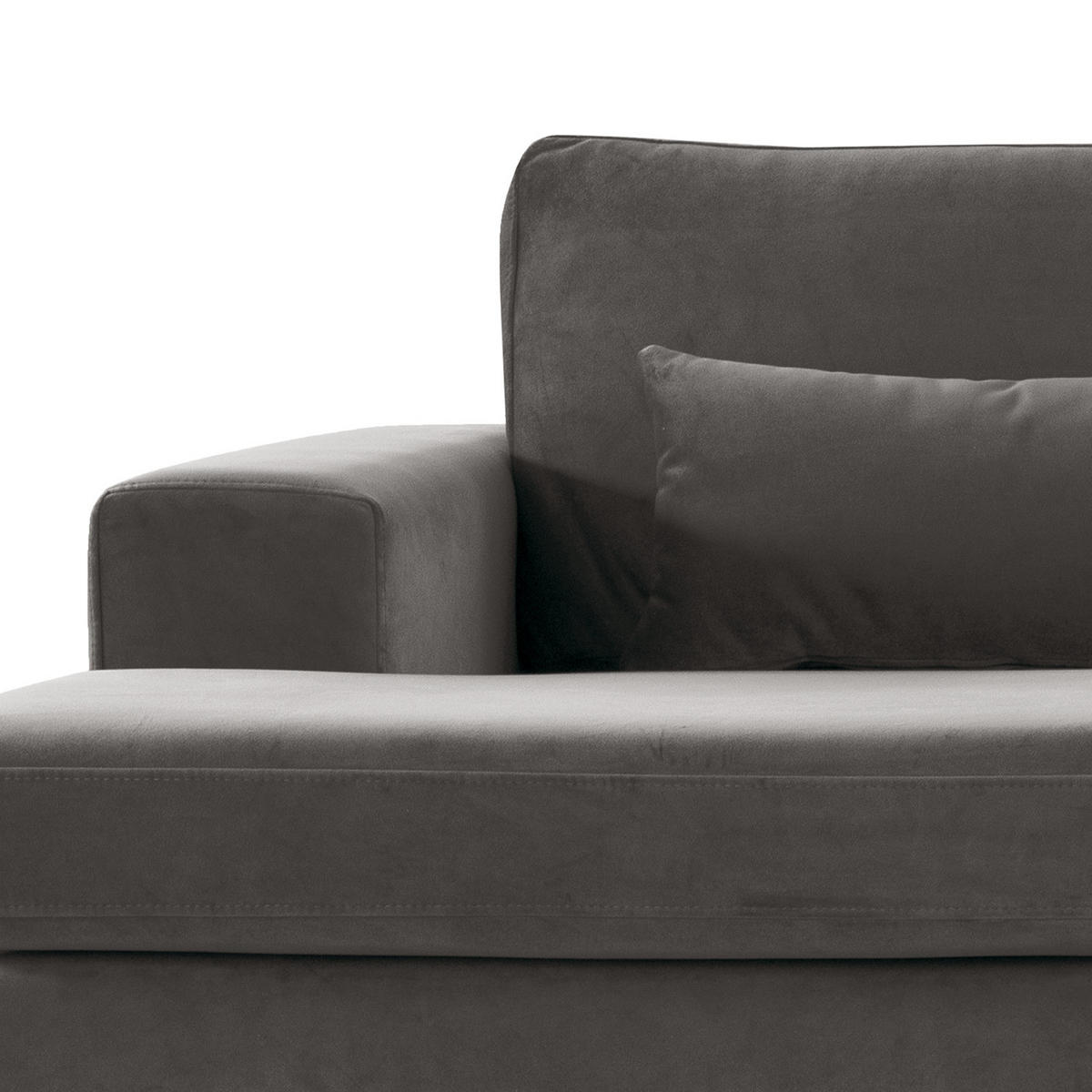 ECKSOFA mit Longchair - Dunkelgrau/Buchefarben, Buchenholz/Textil (281/153cm) - home24