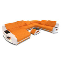 WOHNLANDSCHAFT Stoff Wohnlandschaft Swing Apricot Weiß Mikrofaserstoff - Orange, Kunststoff (404/90/295cm)