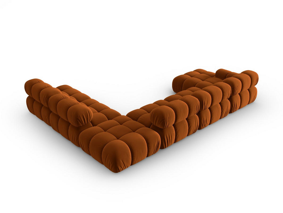 MODULARES-PANORAMASOFA rechts Bellis aus Samt terrakotta 7 Sitzplätze - Terra cotta, Textil (282/63/379cm) - Micadoni